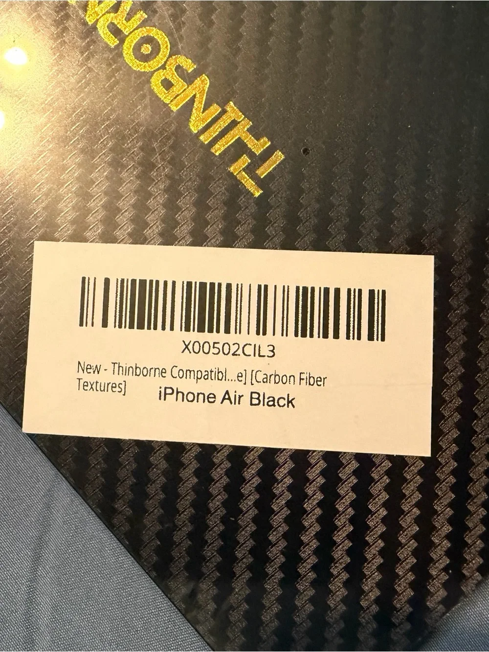 Carbon Fiber Style Phone Case - Black with Gold Logo